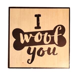 NEW 'I Woof You' 🐕 Wooden Block Home Decor